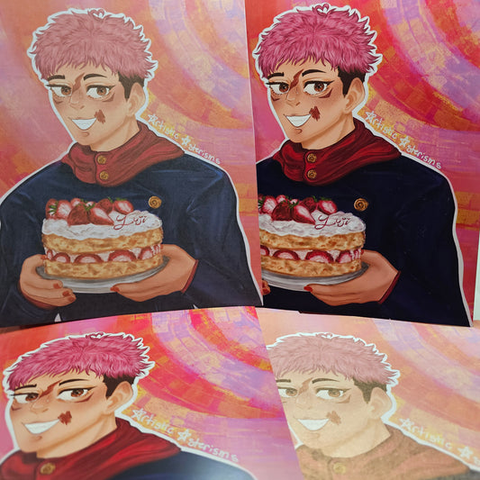 In Stock: Yuji Cake Birthday Print 8 x 10 jujutsu kaisen